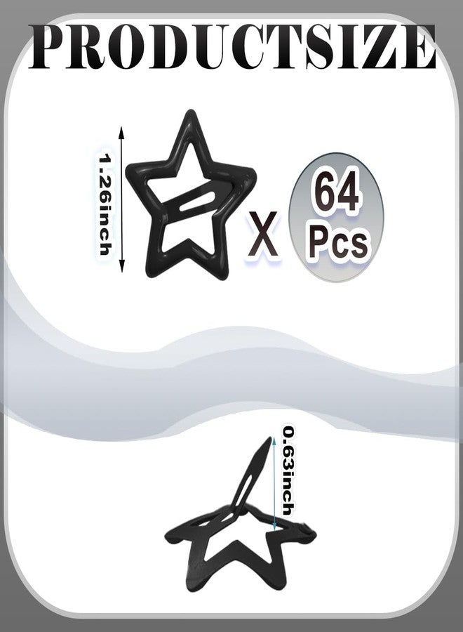 FZWONVUC 64 Pcs Cute Metal Star Snap Hair Clips for Women Girls,Small Barrettes for Thin/Fine/Short Hair,Strong Hold Hair Accessories (Black) - Image 2